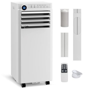 8000 BTU Portable Air Conditioner up to 350 Sq.Ft, 3-in-1 AC Unit with Dehumidifier & Fan, Remote Control, Window Kit Casters for Room Office RV Quiet Energy Saving