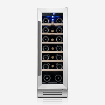 Yeego 12" Wine Cooler Refrigerator, 18 Bottles Wine Refrigerator with Compressor, Wine Fridge with Glass Door Built-in Undercounter or Freestanding