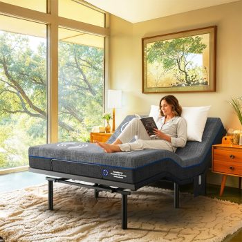 CHITOOMA Adjustable Bed Frame Twin XL + 14 Inch Gel Memory Foam Mattress, Electric Bed Frame with Massage & Wireless Remote, Graphene Fabric Cover, Pressure Relief, Mattress in a Box