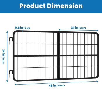 48" 24" Horse Stall Gate, Heavy Duty Steel, Two-Way Open Design, Black Metal Fence Gate, Sturdy Barn Door for Equine Stalls & Farm Use