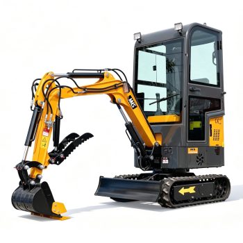 MMS 13.5HP 420CC Mini Excavator With B&S GAS Engine Crawler Hydraulic MS10HCAB 1 Ton Small Digger Enclosed Cab Excavator for Construction Work Gardens and Farm