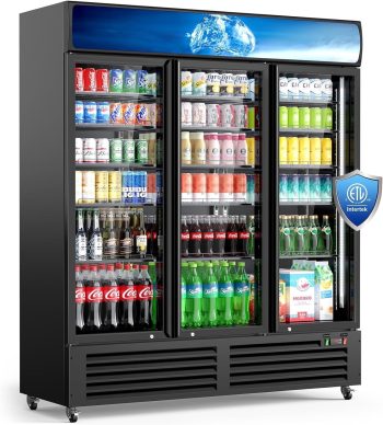 XUTUMM 56 Cu Ft Commercial Beverage Fridge, Three Glass Door Display Cooler with LED Lighting