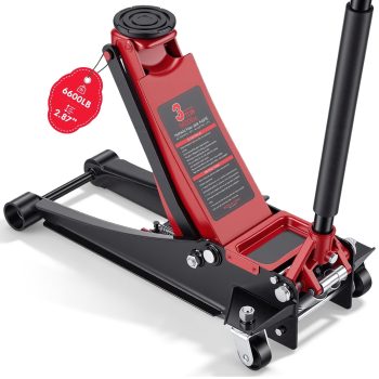 SUGIFT 3 Ton Low Profile Hydraulic Floor Jack, 6600 lb Heavy Duty Steel Trolley Car Jack, Dual Pump Quick Lift 2.87 to 19.7 in Range for Trucks, SUVs & Sedans, Garage Tire Change Jack
