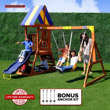 Sportspower My 1st Wood Swing Set with 2 Swings, Rock Climber & 6' Slide