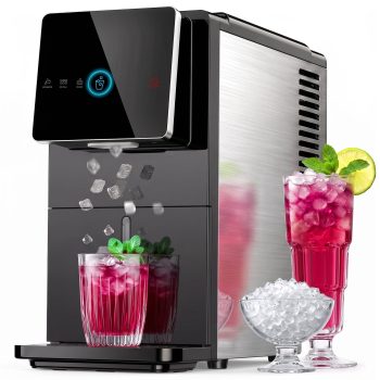 Philergo Nugget Ice Maker Countertop, 40lbs/24Hrs Chewable Ice, Touch-Free Ice, Self-Cleaning Portable Pebble Ice Machine for Home Kitchen Office