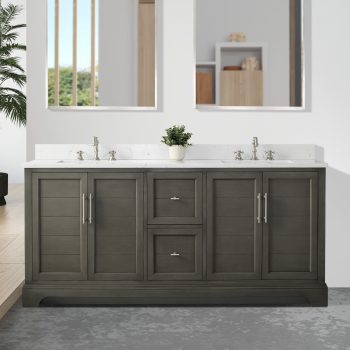 Vanity Art 72 x 22 x 34 in. Double Sink Bathroom Vanity with Quartz Top & Backsplash