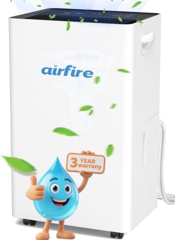 AIRFIRE 4500 Sq. ft Max 70 Pints Dehumidifier for Basement, Dehumidifiers with Drain Hose for Home Bedroom Bathroom Large Room, Auto Defrost& Drain, 24H Timer, 1.59 gal Water Tank, Dry Clothes