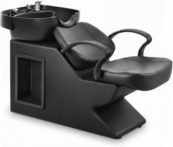 FHFO Shampoo Bowl And Chair Set For Salon, Backwash Barber Chair,Abs Plastic Shampoo Bowl Sink Unit W/Storage Box For Beauty Spa Barbershop