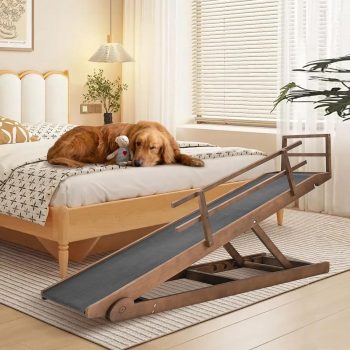 FICISOG Dog Ramp for Car, 18" to 32" Height Adjustable Pet Ramp for High Bed Couch, Folding Portable Dog Ramp for Small, Old Pet with Upgraded Non-Slip Rubber Surface, | Up to 200lb