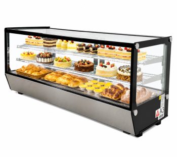 60 in. W 8 cu. ft.Black Countertop Refrigerated Bakery Display Case, Commercial Glass Cake Showcase Refrigerator