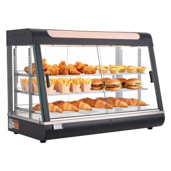 VEVOR 3-Tier Commercial Food Warmer Display, 1400W Food Display Warmer with LED Light, Top Storage and Adjustable Shelves, 86~185 Steam Heating, 137Qt/130L for Hamburger, Pizza, Bread,Fried Chicken