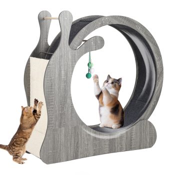 Cat Exercise Wheel, Large Cat Treadmill Wheel for Indoor Cats, 3-in-1 Cat Treadmill with Scratching Board and Play Balls for Running/Walking/Training, Suitable for Most Cats