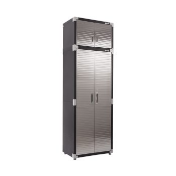 Seville Classics UltraHD 2-Piece Heavy Duty Mega Solid Steel Metal 2-Door Lockable Stacker Wall Storage Cabinet Set, 30" W x 18" D x 90.5" H