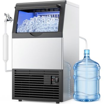 Joreek Commercial Ice Maker 150 lbs/24h, 50lbs Storage, Stainless Steel, Under-Counter/Freestanding Commercial Ice Machine 45 Cubes/Cycle Self-Cleaning, for Home, Bar, Restaurant, and Cafe