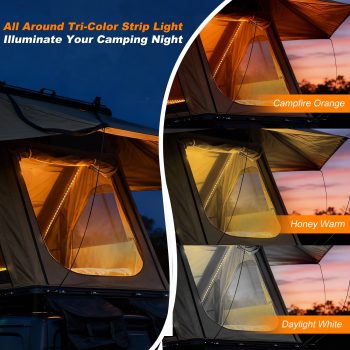 Naturnest Vehicle Hard Shell Roof Top Tent, 30s Pop-Up Waterproof UV Resistant Car Tent with Air Mattress & Dimmable LED Strip for Offroad Camping- Polaris Lite