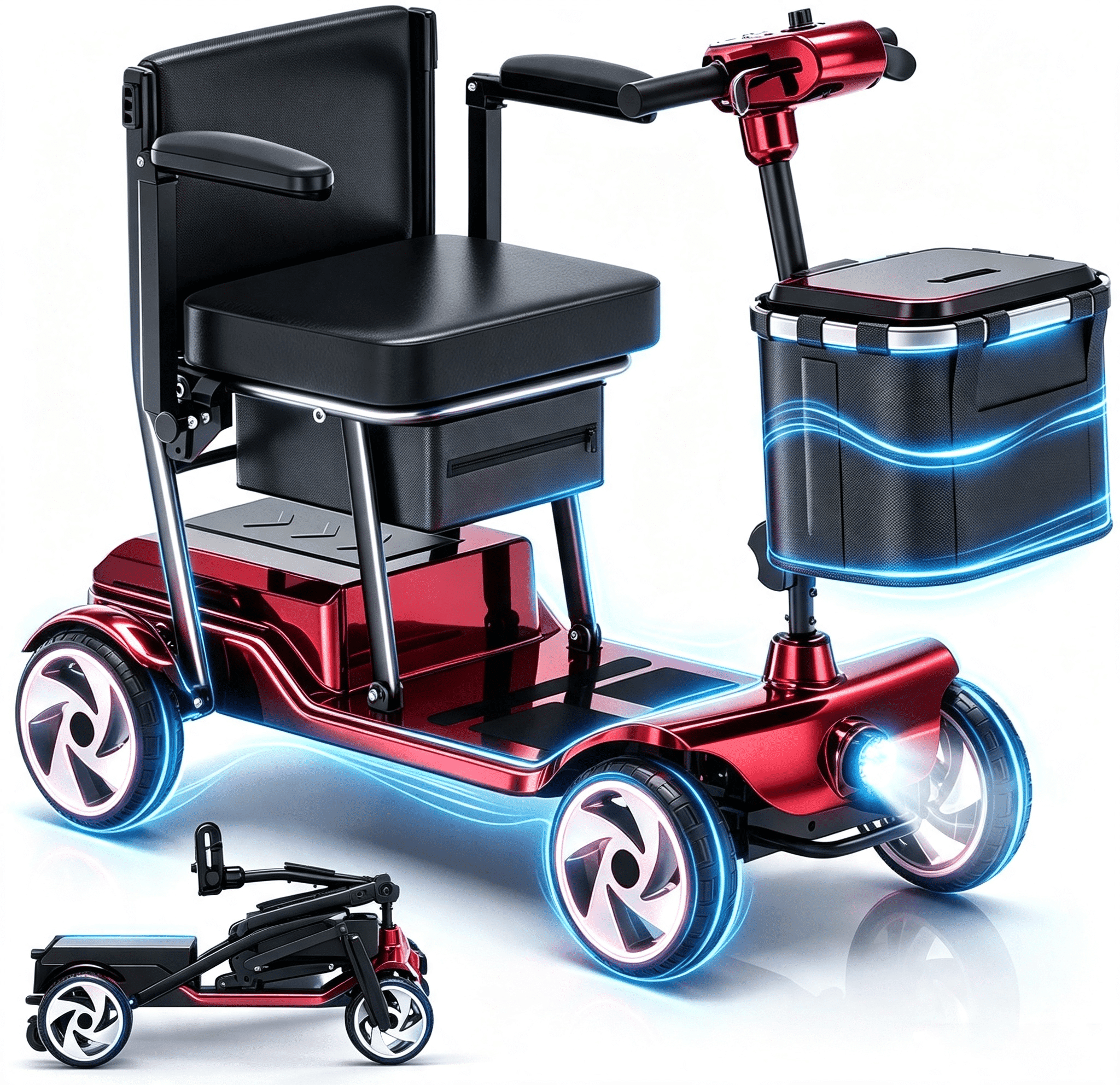 Mobility Scooters for Seniors,49 Lbs Lightweight Mobility Scooter,Upgraded Removable Battery,red