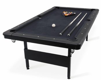 Acekid Black 6FT Compact Pool Table, Folding Billiards Table for Home with Carbon Steel Structure & Level MDF Surface