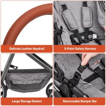 3-in-1 Baby Stroller Travel System with Bassinet – Reversible Seat, Lightweight Foldable Pram for Infant & Toddler 0-36 Months, Compact Umbrella Stroller