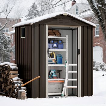 Sobaniilo 5x3x6FT Outdoor Storage Shed Clearance with Lockable Door Metal Garden Shed Steel Anti-Corrosion Storage House Waterproof Tool Shed ()