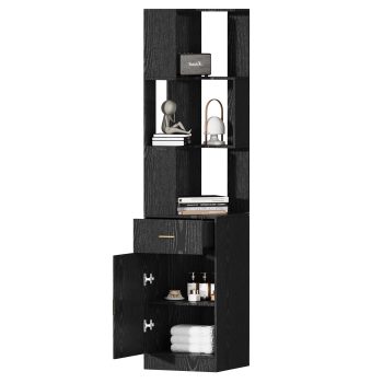 Hironpal 71'' Salon Station for Hair Stylist, Corner Barber Station with Storage & Drawers,Beauty Salon Spa Equipment,Black