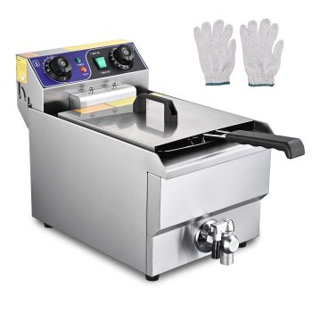 WeChef 11.7L Commercial Electric Deep Fryer Restaurant Countertop Fryer with Timer Drain