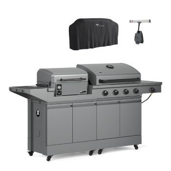 TYTUS Modular Duo with 4-Burner Gas Grill and Pellet Grill with Grill Light and Cover