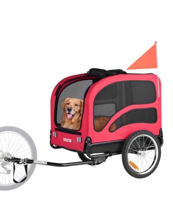 VEVOR Dog Bike Trailer, Supports up to 100 lbs, Pet Cart Bicycle Carrier for Small & Large Dogs, Easy Folding Frame with Quick Release Wheel, Universal Bicycle Coupler, Reflector, Flag,Internal Leash