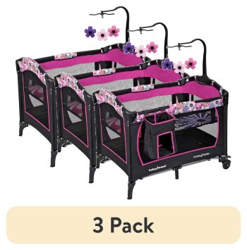 (3 pack) Baby Trend Floral Garden Nursery Center Playard with Bassinet