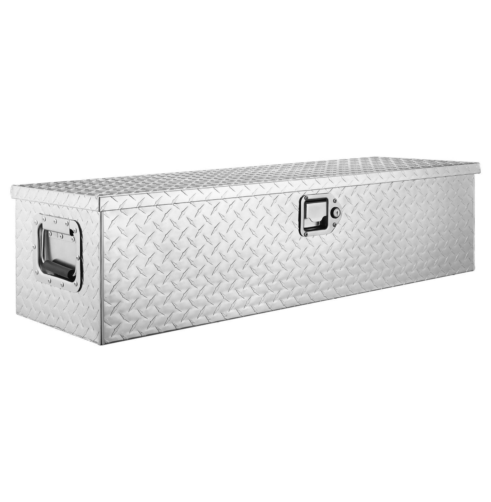 Truck Bed Tool Box, Aluminum Diamond Plate Toolbox with Lock, Heavy Duty Storage Organizer for Pickup Truck, RV, Trailer - 39x13x10, Silver