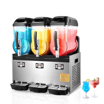 KFFKFF Commercial Slushy Machine, 12Lx3Tank Slushie Machine, 144CUPS Frozen Drink Machine with Temperature Preservation, Slushy Maker Machine