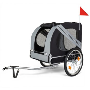 GDF Studio Large Folding Dog Bike Trailer, Pet Carrier Cart, Black and Gray