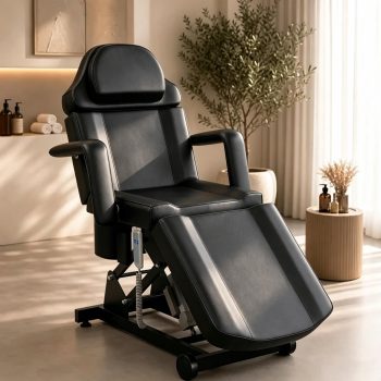 Electric Facial Bed 4-Section Massage Table w/ 3 Motors & Remote Adjustable Beauty Bed for Esthetician, Tattoo, Spa, Waxing, Lashing (Black)