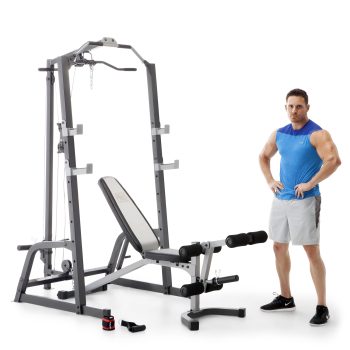 Marcy Home Gym Fitness Deluxe Cage System Machine with Weight Lifting Bench