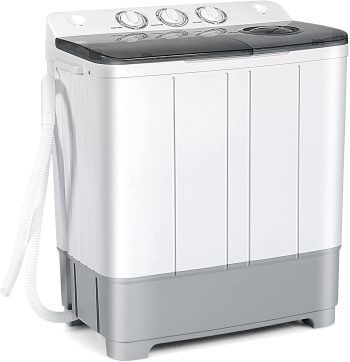 Costway Portable Twin Tub Washing Machine Washer(13.2lbs) & Spinner (8.8lbs) Grey