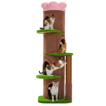 Pawz Road 68.5" Forest Cat Tree with 4 Condos & Flower Top Bed for Indoor Cat, Brown