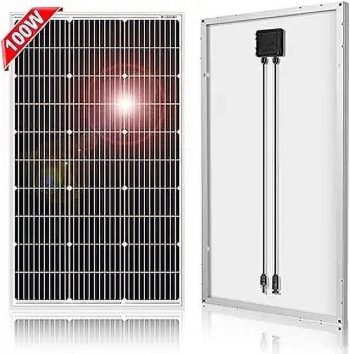 DOKIO 18V Monocrystalline Solar Panel for 12V Battery Charging, 9BB Glass Module with Aluminum Frame, MC4 Connector, Pre-Drilled Holes for Rooftop, RV, Boat, Off-Grid Power