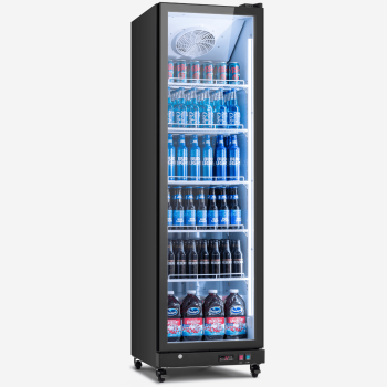 Yeego 12.36 Cu.Ft Commercial Beverage Refrigerator Cooler, Glass Door Display Merchandiser Drink Fridge with Dual LED, 32-50F Temp Control, Restaurant Bar Convenience Store
