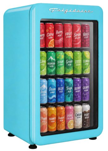 Frigidaire 3.3 Cu. ft. 102 Can Retro Refrigerator, 95 Liter Mini Fridge with Glass Door