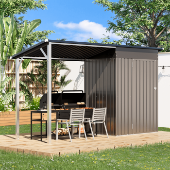 YODOLLA Metal Storage Shed with Hardtop Pergola 10x4 ft 2-in-1, 30 Sq. Ft Outdoor Tool Shed for Backyard