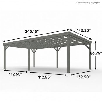 Kadyn Premium Fir Wood Outdoor Pergola Kit – 20ft x 12ft Gray Vine Arbor for Grapes, Vines & Shade – Windproof Level 6, Snow-Resistant, Easy Assembly