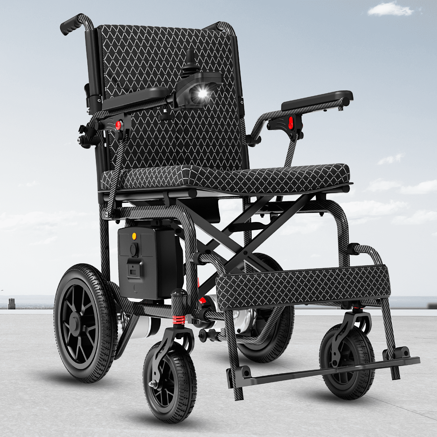 EASWE D10 Foldable Electric Wheelchair — 35 lb Lightweight, 15 Miles Range, Dual 200W Brushless Motors, Side Fold, LCD Display-12AH