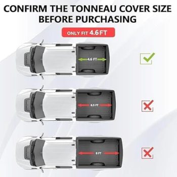 4.6 ft (54.4") Fiberglass Hard Folding Truck Bed Tonneau Cover fits 2022 2023 2024 2025 2026 Ford Maverick 4.5 Foot Bed | Easy to Install | Waterproof and Theftproof | High End Tonneau Cover