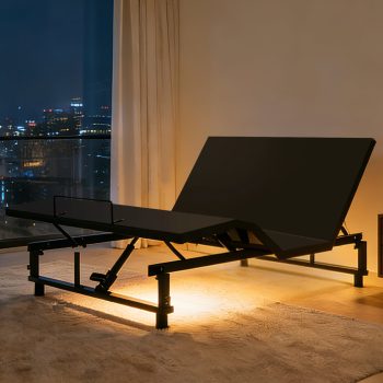 Mintazer Adjustable Bed Base Frame with Head & Foot Incline, LED and USB Ports, Wireless Remote Control Ergonomic Electric Bed Frame Zero Gravity Quiet Motor, Black