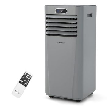 Costway 5000 BTU (8000BTU ASHRAE) Portable Air Conditioner with Remote Control 3-in-1 Air Cooler w/ Drying Grey (Not for Sale in California)