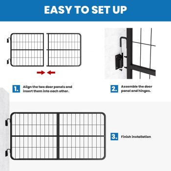 Two-Way Door Horse Stall Gate, 48" 24" Heavy Duty Steel Fence Gate, Durable Metal Barn Door, Black, for Equine Stalls & Farm Stables