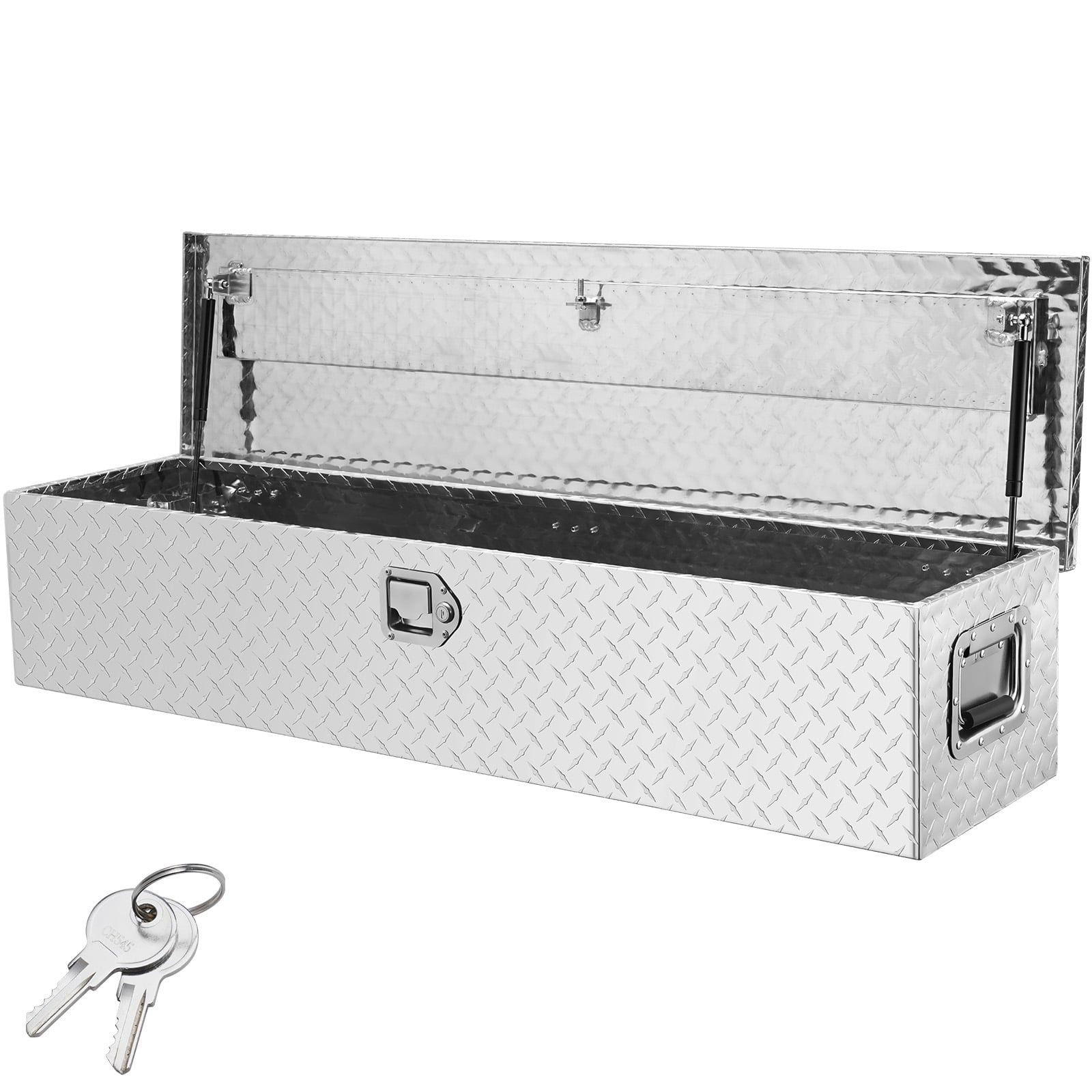 VEVOR Truck Tool Box 48"x15"x15" Aluminum Alloy Waterproof Bar Tread Tool Box Tool Storage Organizer for Pick Up Truck Bed