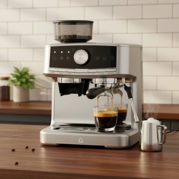 Garvee 20 Bar Espresso Machine, 1400W Coffee Maker with Built-in Grinder & Adjustable Steam Wand Milk Frother, for Home & Office Use