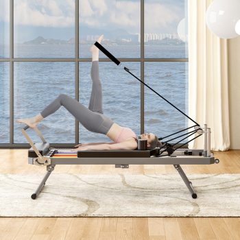 DEALTOPS Pilates Core Bed, Modern Foldable Pilates Reformer for Home and Yoga Studio, Black