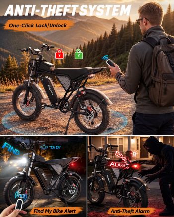 750W 20Mph E-Bike for Adults,48V/25Ah 20" Fat Tire Electric Bicycle,App Mountain Bike Disc Brakes,cTUVus Certified,Class 2