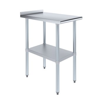 AmGood 30 in. x 18 in. Stainless Steel Work Table, Narrow Filler Table with 1.5 in. Backsplash for Commercial Kitchens